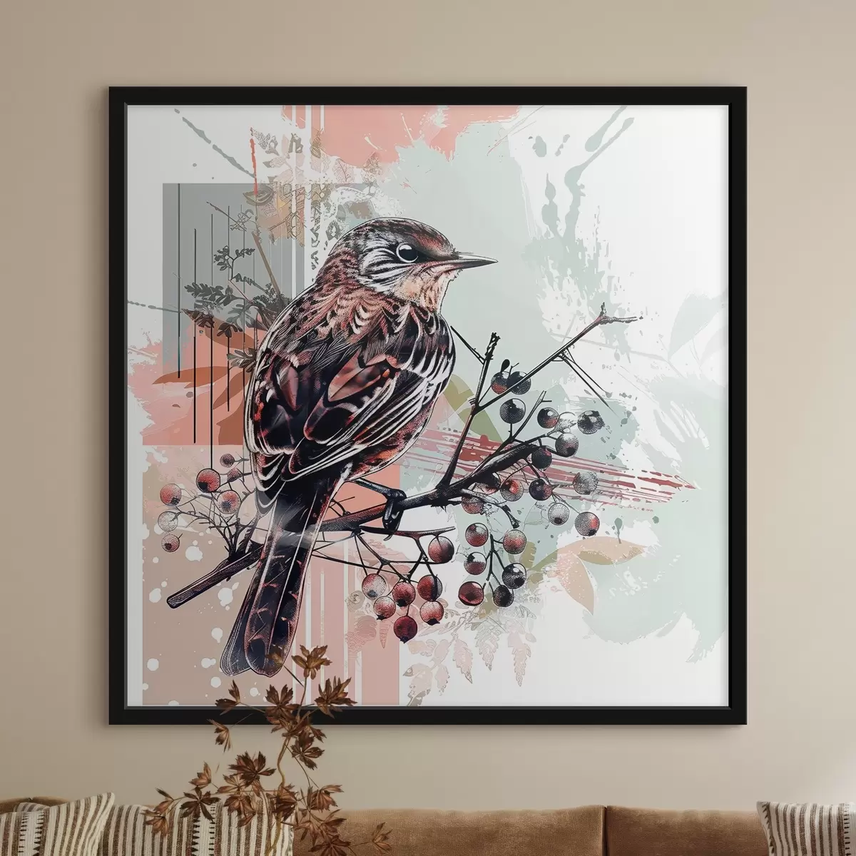 Plakatas Paukštis ant šakos f38273