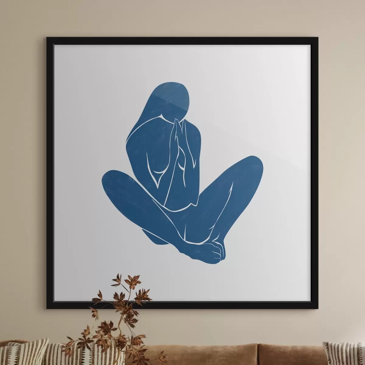 Plakatas Mėlynas moters siluetas f38388