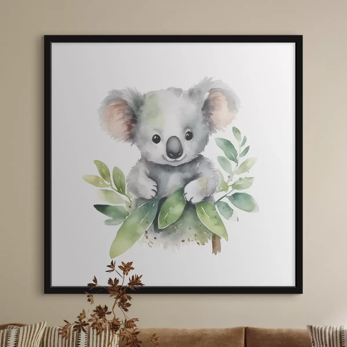 Plakatas Žavinga koala tarp vešlių lapų f38920