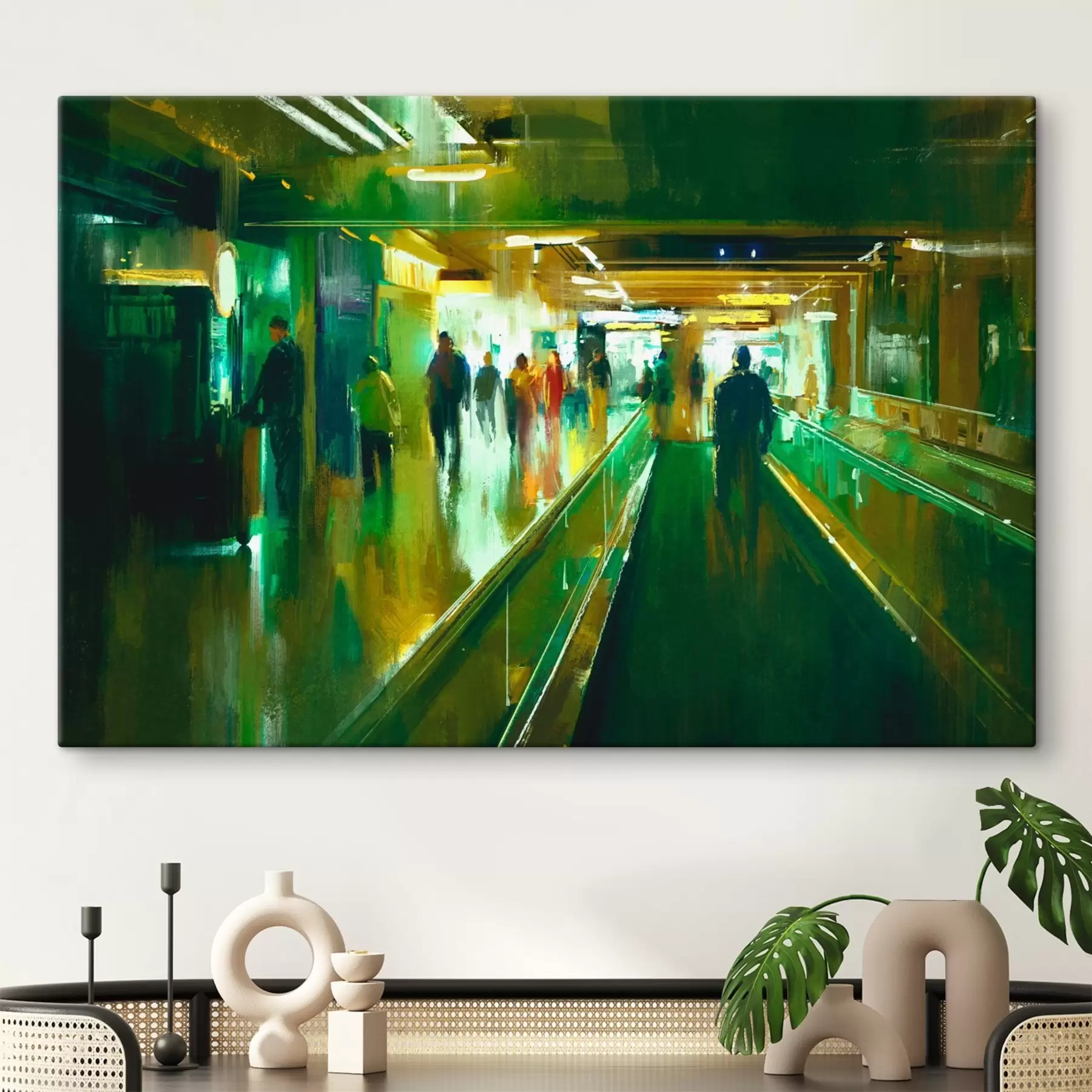 Paveikslėlis Grupė žmonių, einančių eskalatoriumi s37103