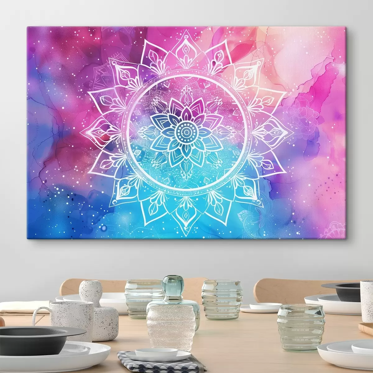 Paveikslėlis Balta mandala spalvotame fone s38529