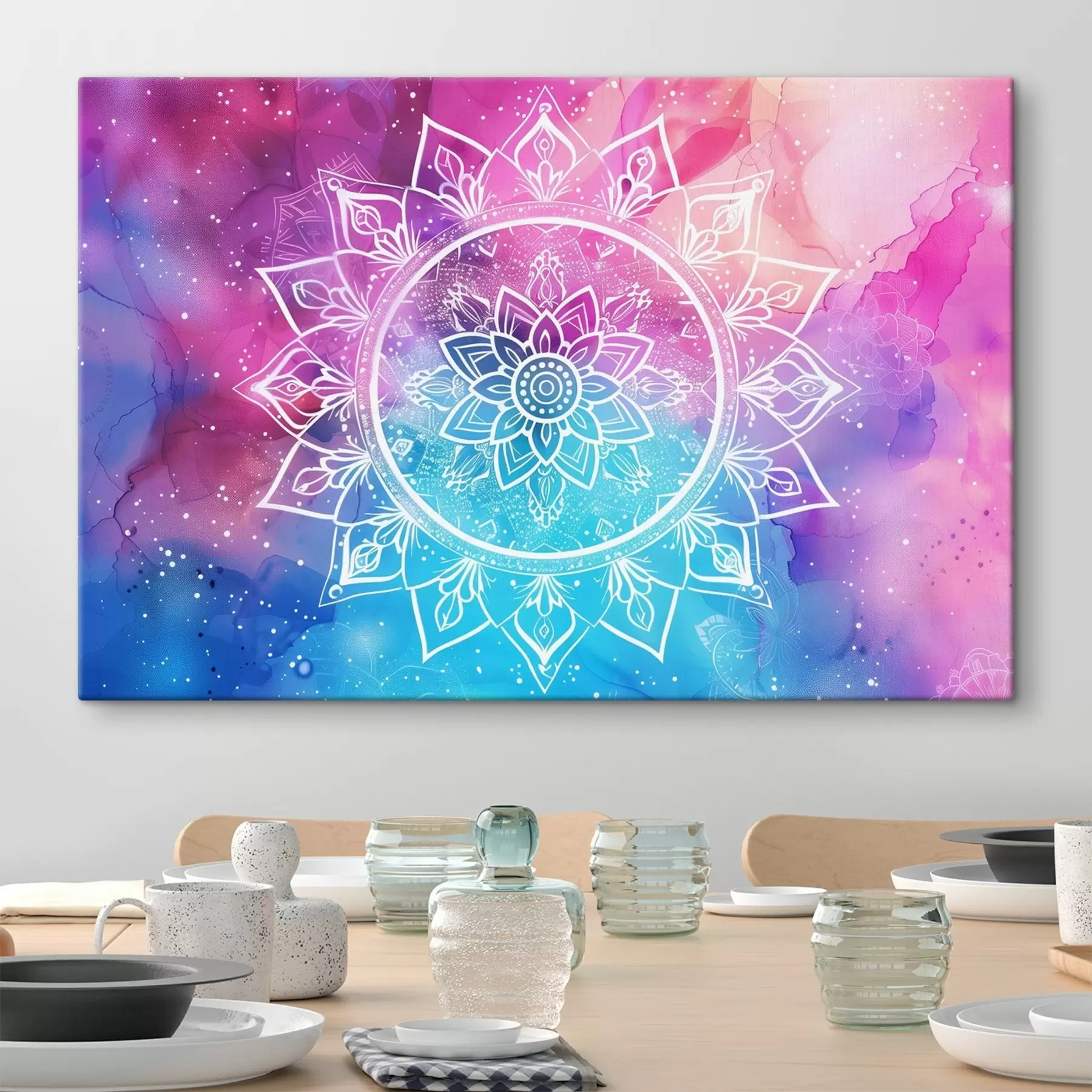 Paveikslėlis Balta mandala spalvotame fone s38529