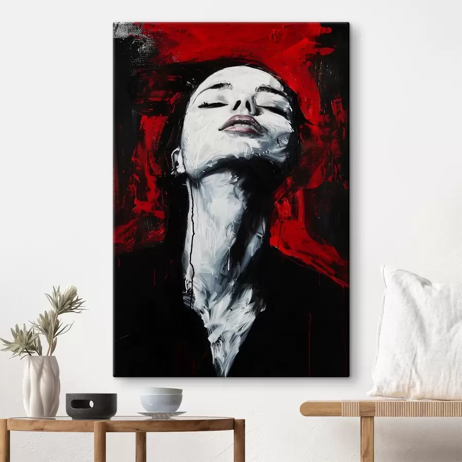 Paveikslėlis Užmerktų akių moters paveikslas su Andy Warholo muziejumi fone. s38557