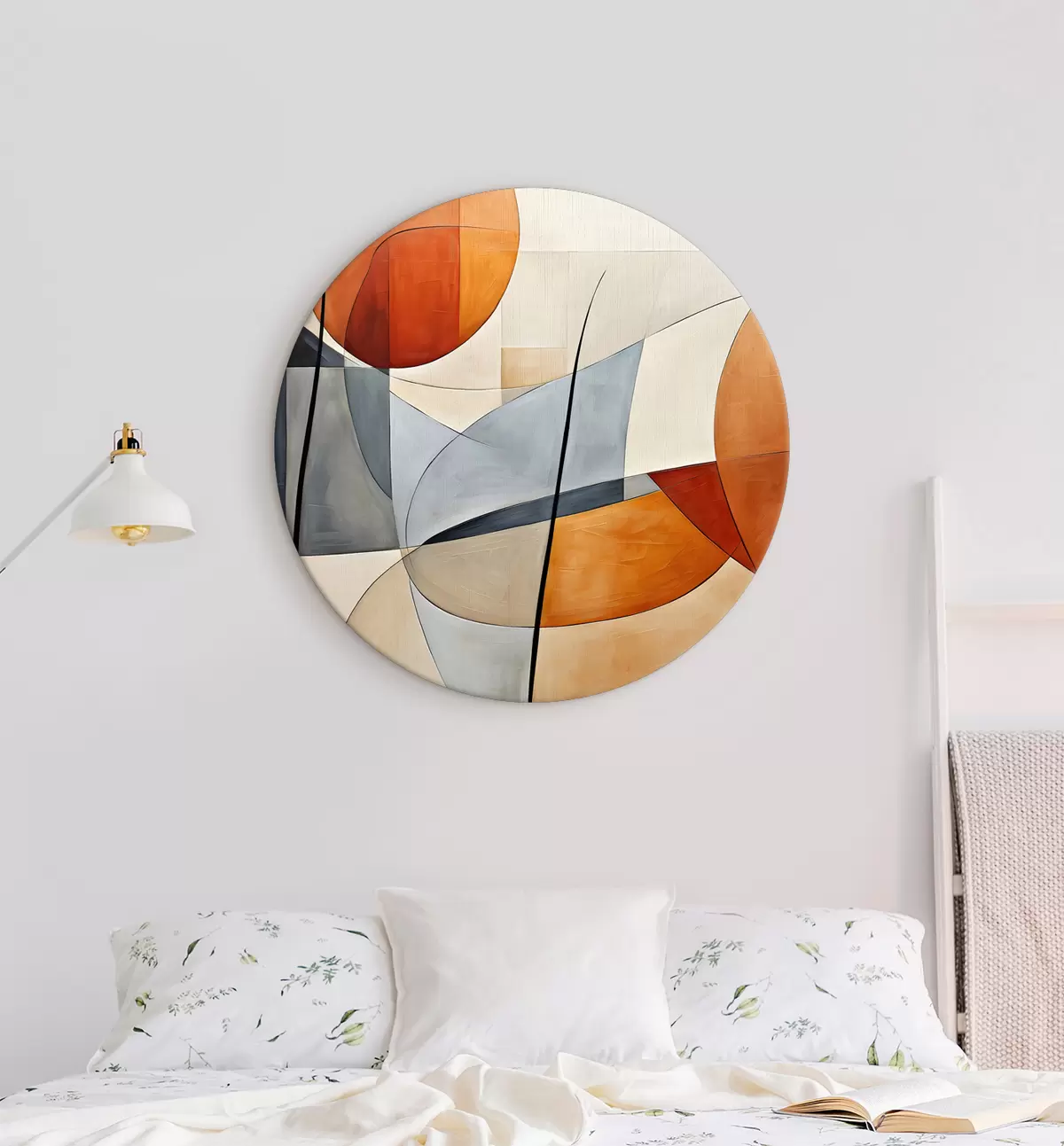 Apvalūs paveikslai Oranžinių atspalvių geometrinė abstrakcija r37285
