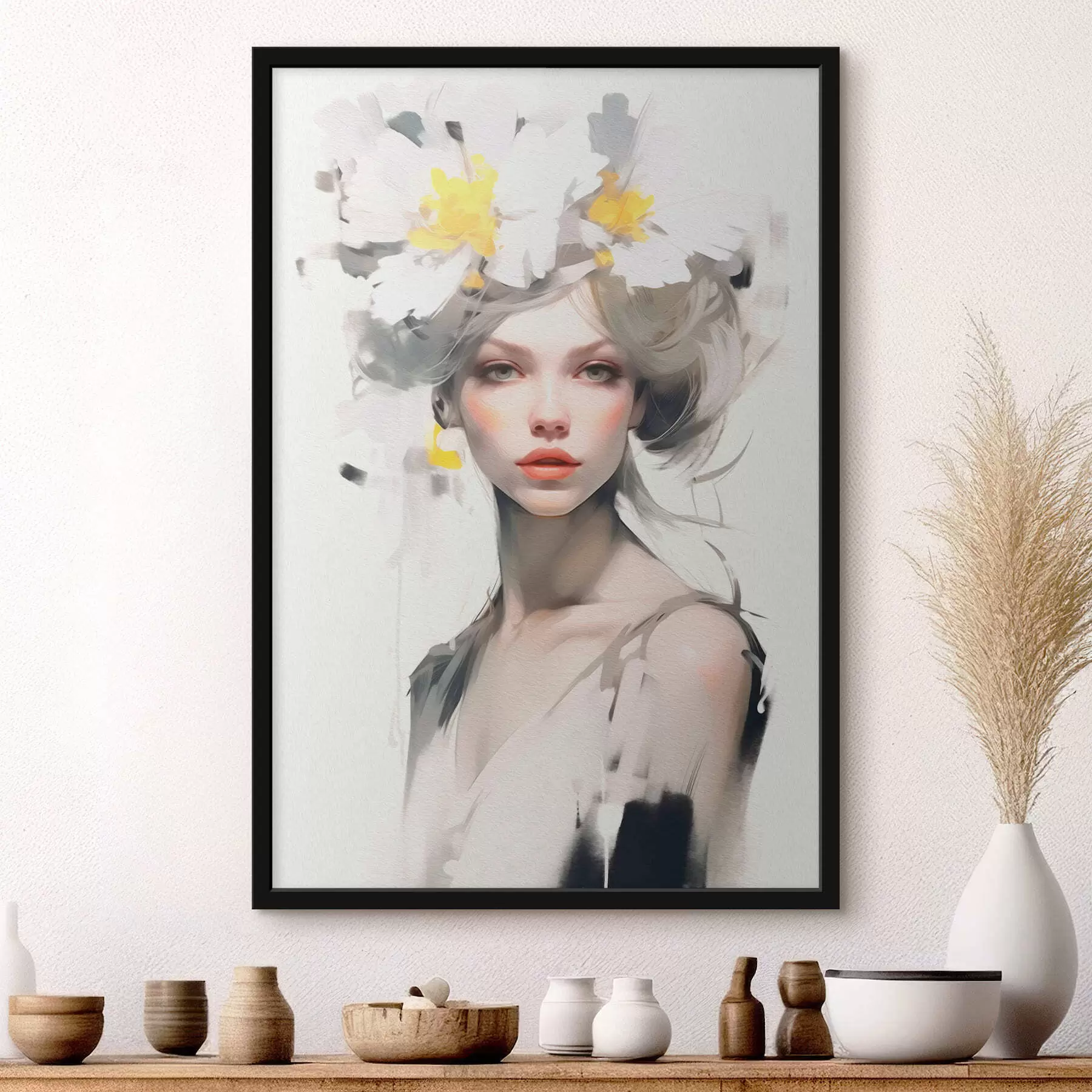 Fototapetai Modelis su gėlėmis ant galvos f41322