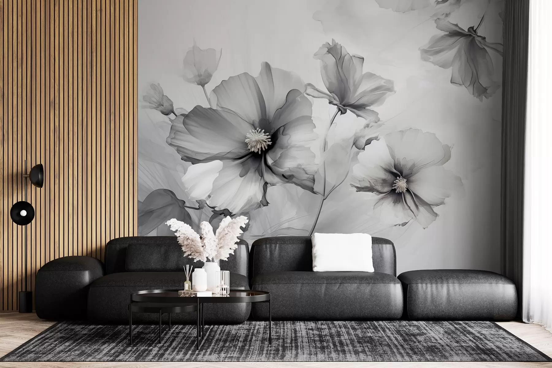 Fototapetai Erdvūs permatomi pilki žiedai, ištirpstantys ryto šviesoje w01938