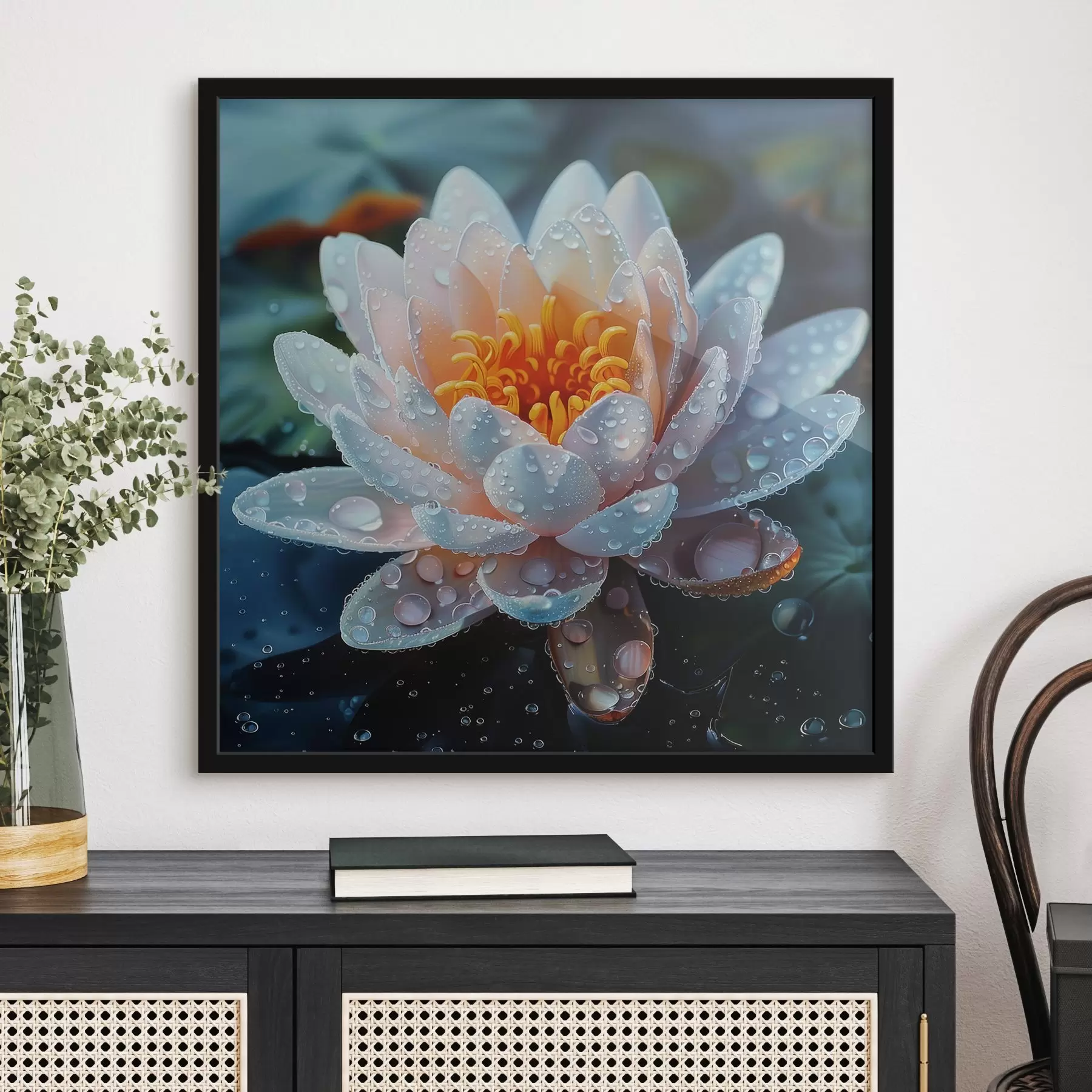 Fototapetai Lotoso gėlė su rasos lašais f41433