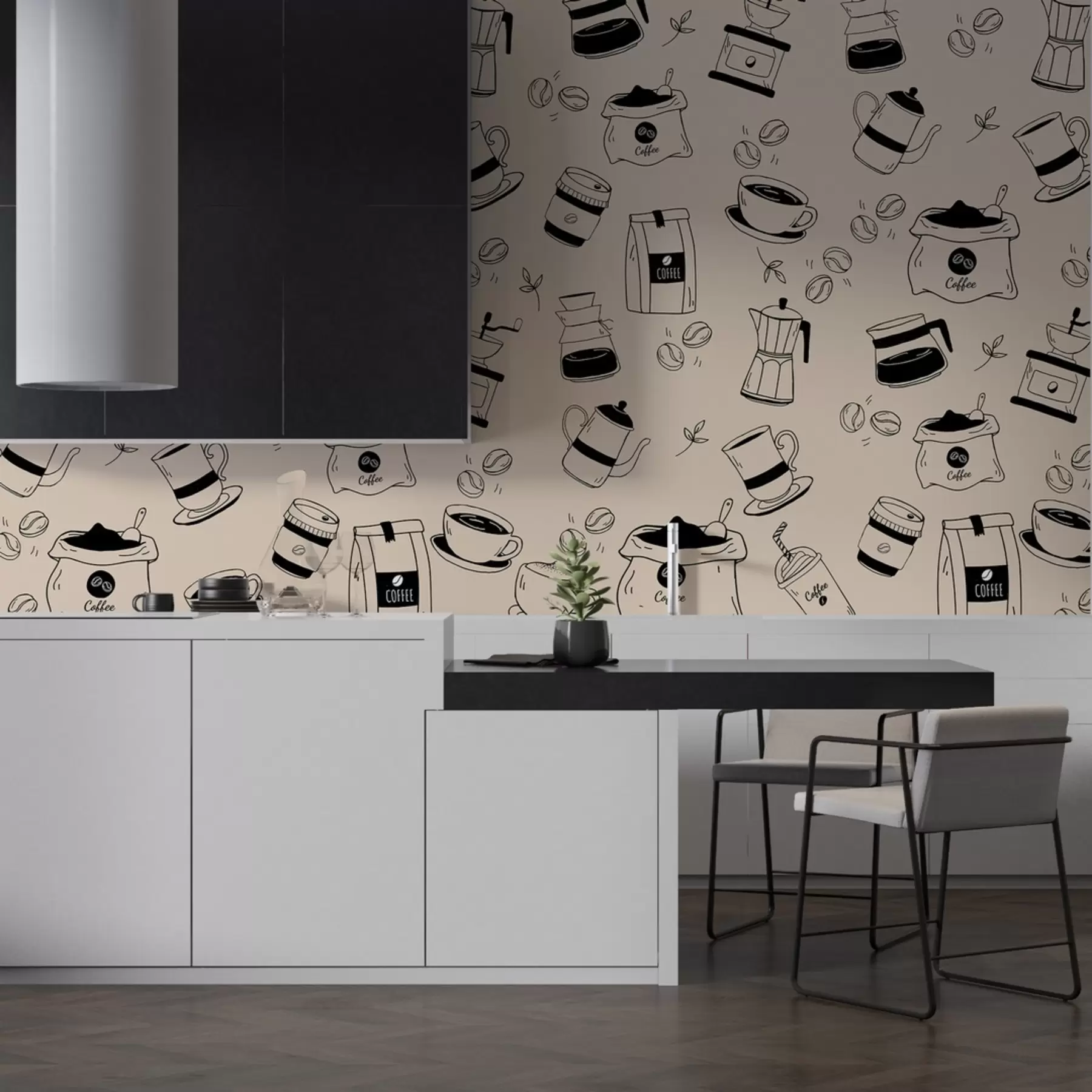 Fototapetai Kavos detalės šviesiame fone w02002