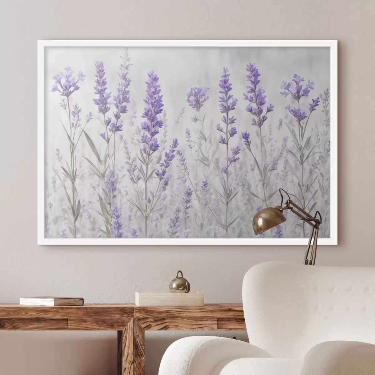 Plakatas Violetinių levandų gėlių laukas neryškios tekstūros fone f41265