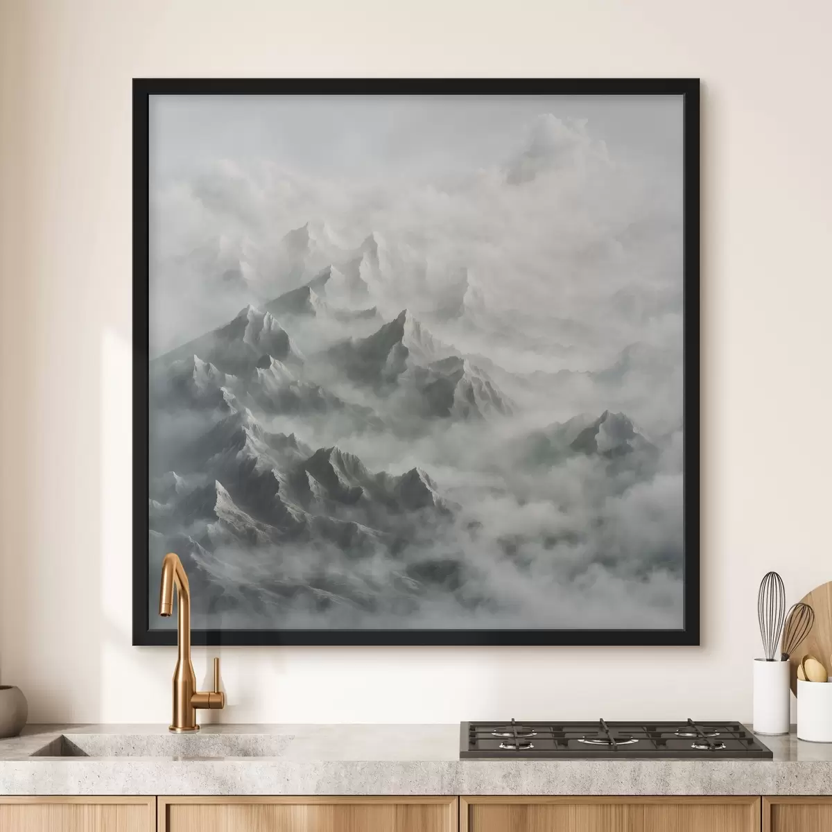 Plakatas Snieguoti kalnai rūke f41301