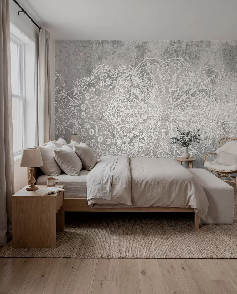 Fototapetai Sidabrinė nėrinių mandala w08387