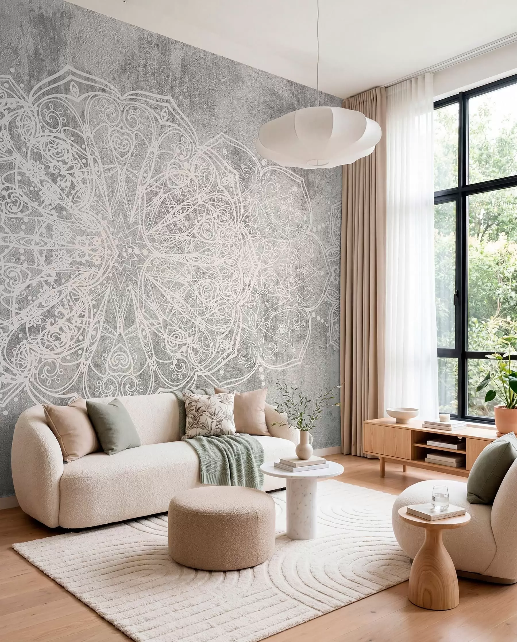 Fototapetai Sidabrinė nėrinių mandala w08387
