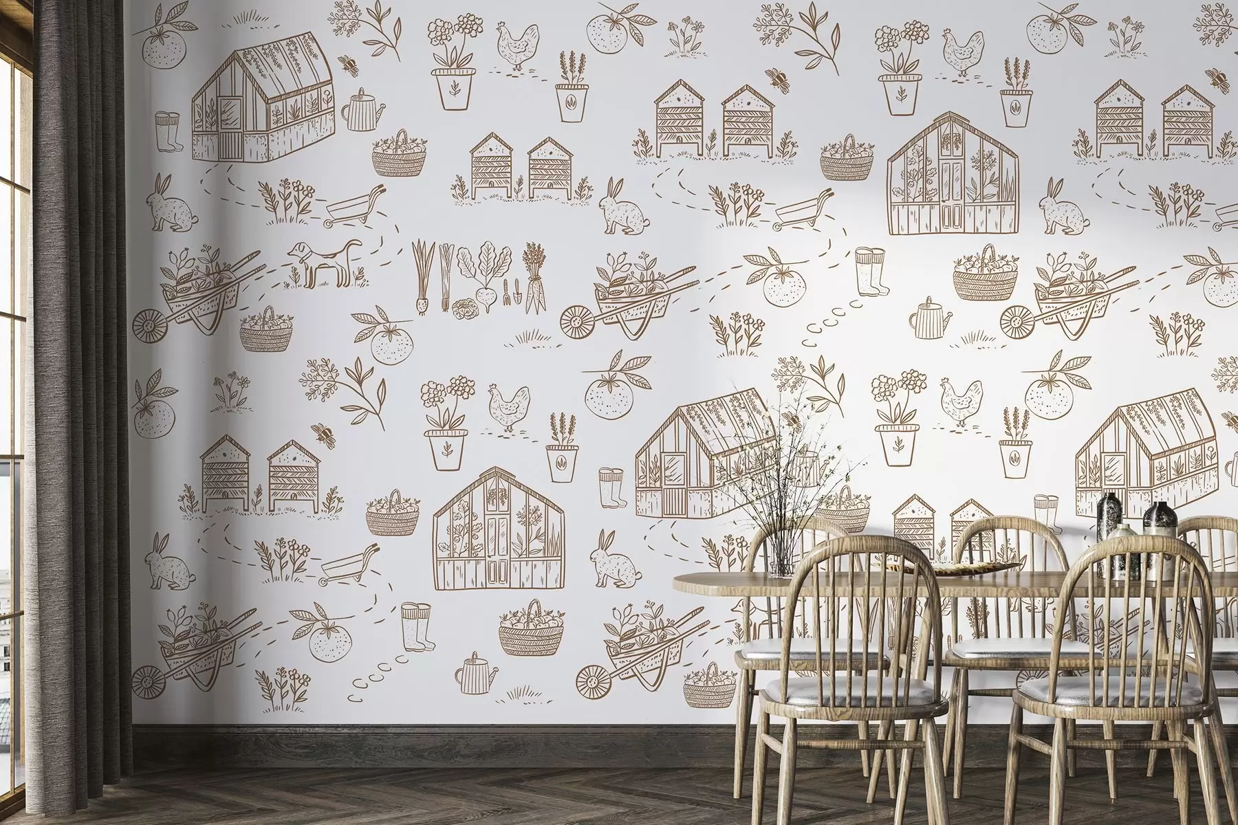 Fototapetai Švelnių atspalvių įmantrios sodo scenos w00254v1