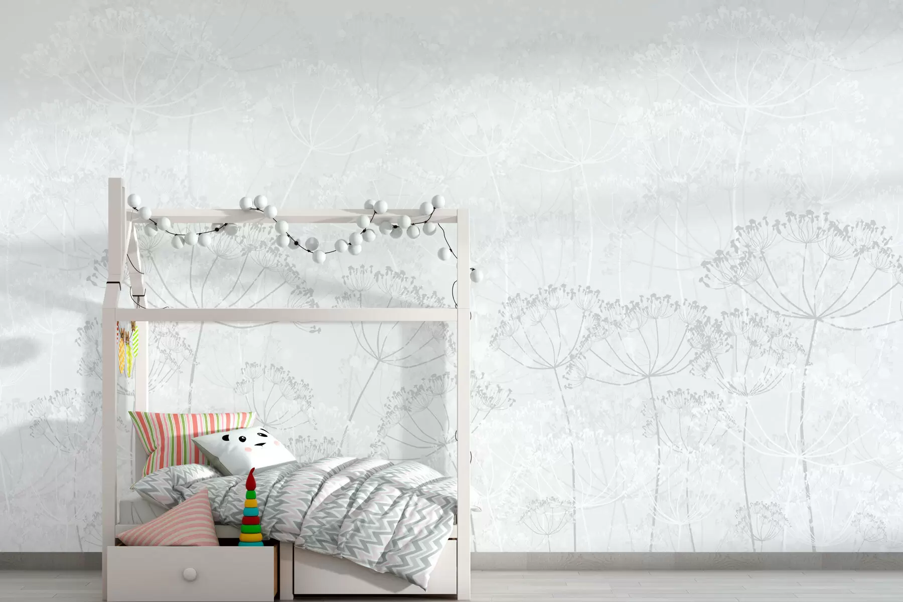 Fototapetai Trapūs augalai su dėmėmis minimalizmas pilka spalva w02108v2