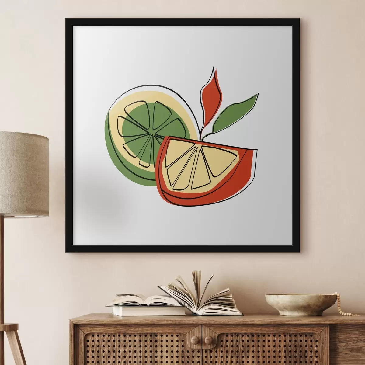 Plakatas Citrusinių vaisių linijinis piešinys, abstrakcija f41468