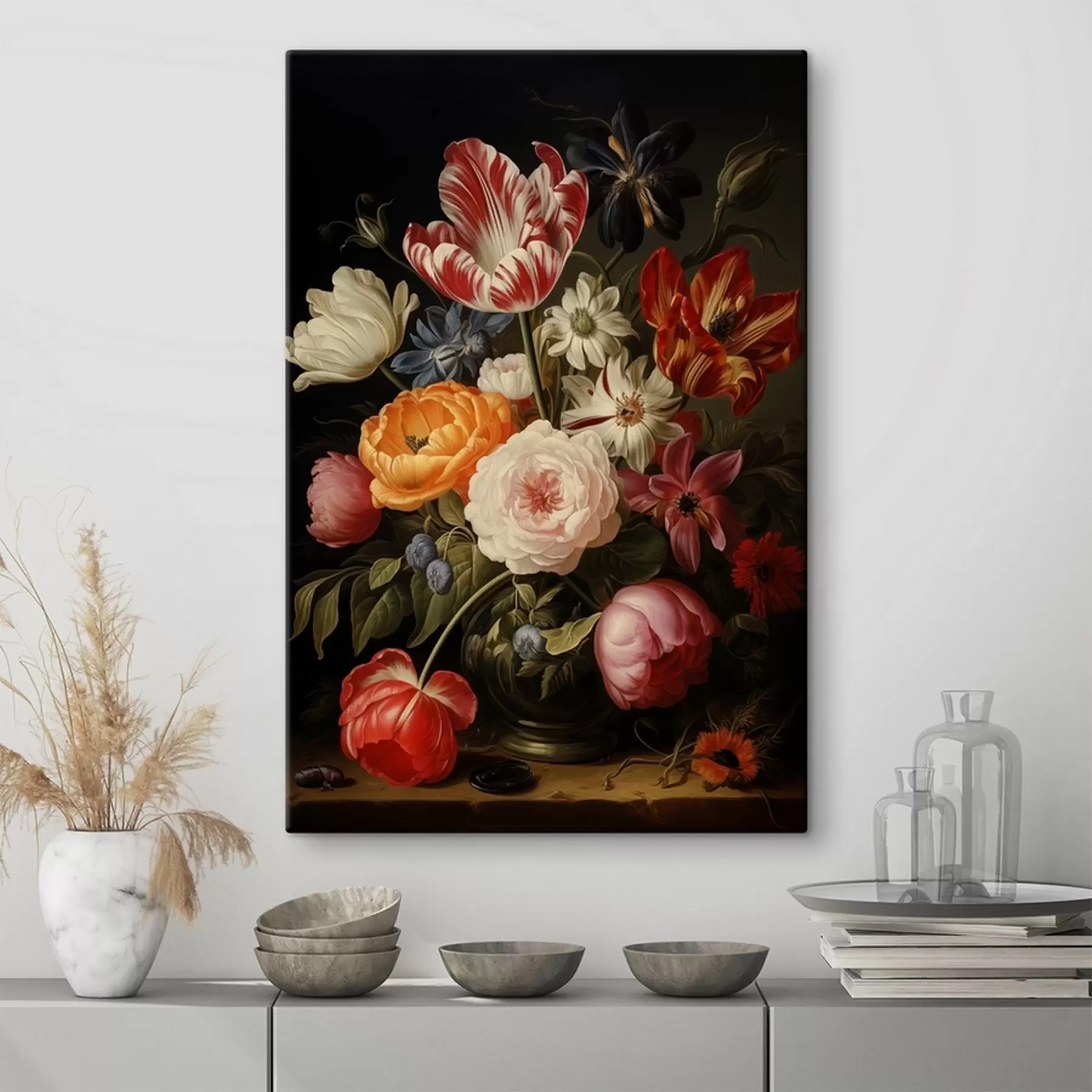 Fototapetai Gėlių puokštė tamsiame fone s41608