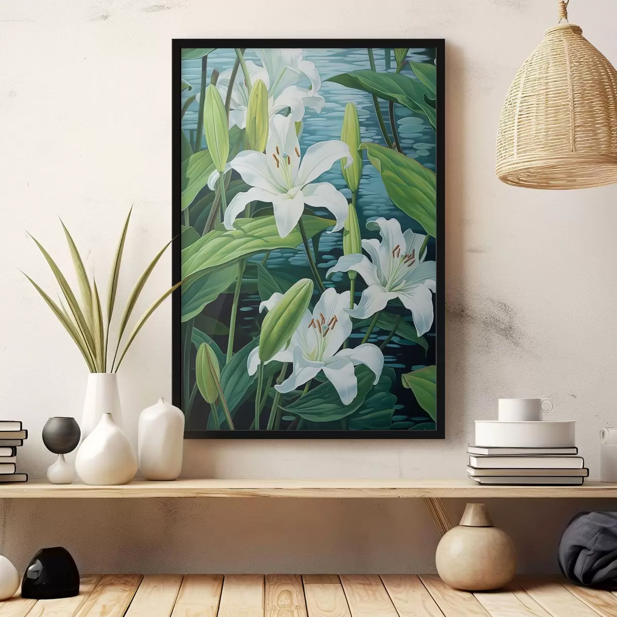 Plakatas Baltos lelijos ant vandens f41573