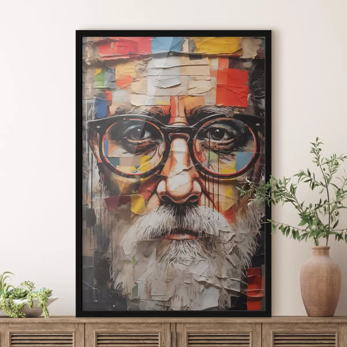 Plakatas Vyro su barzda portretas koliažo stiliumi f41611