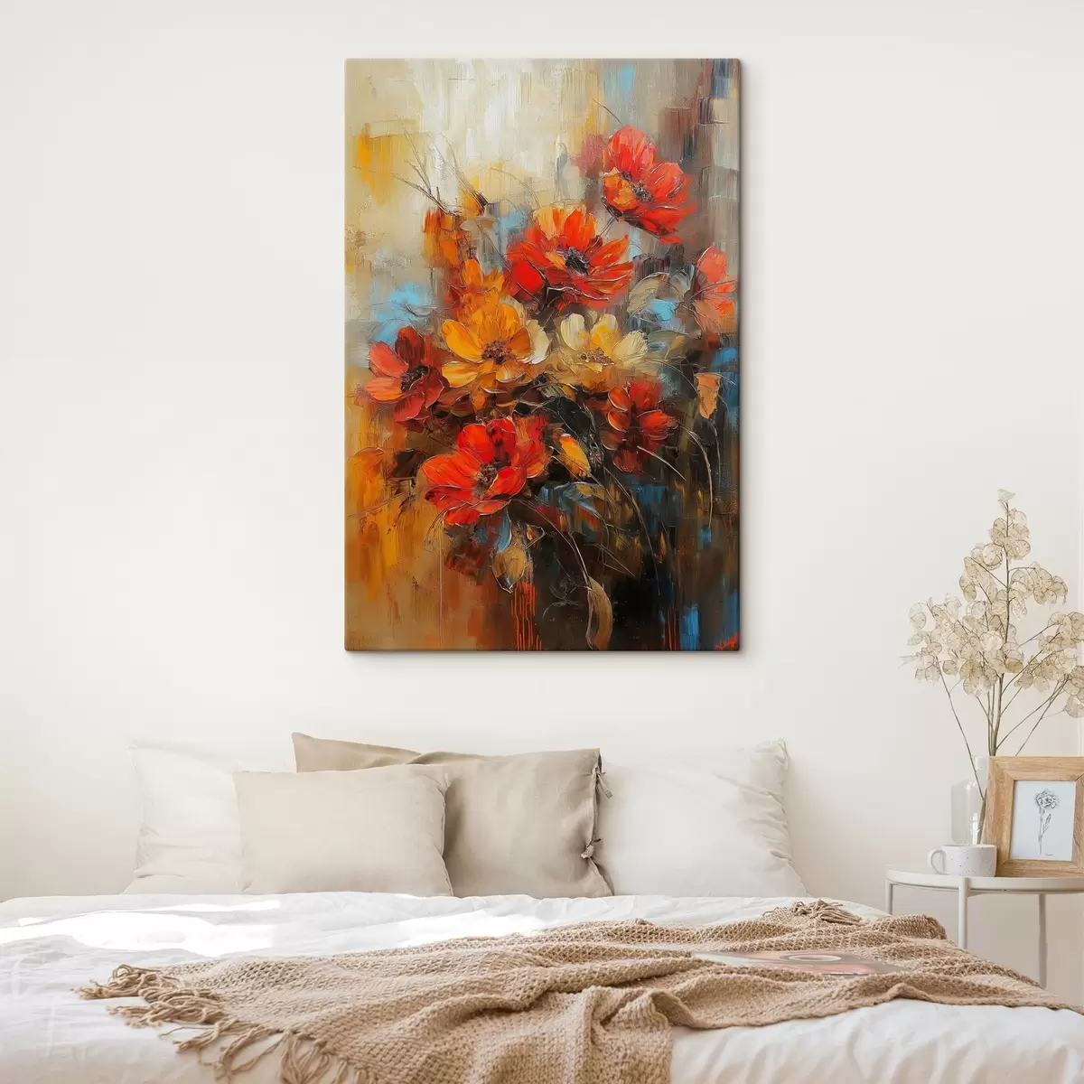 Paveikslėlis raudonos gėlės aliejiniais dažais s41625