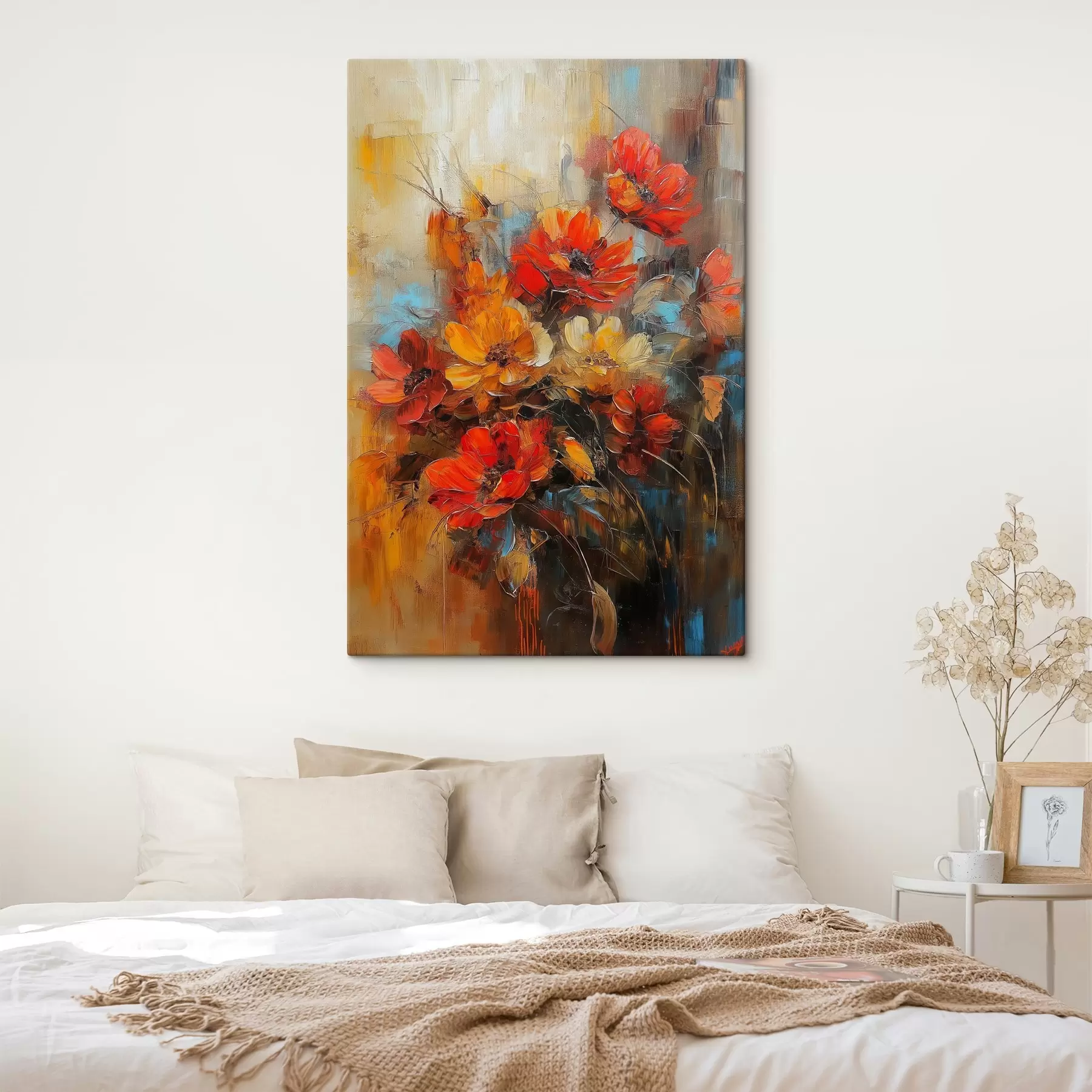 Fototapetai raudonos gėlės aliejiniais dažais s41625