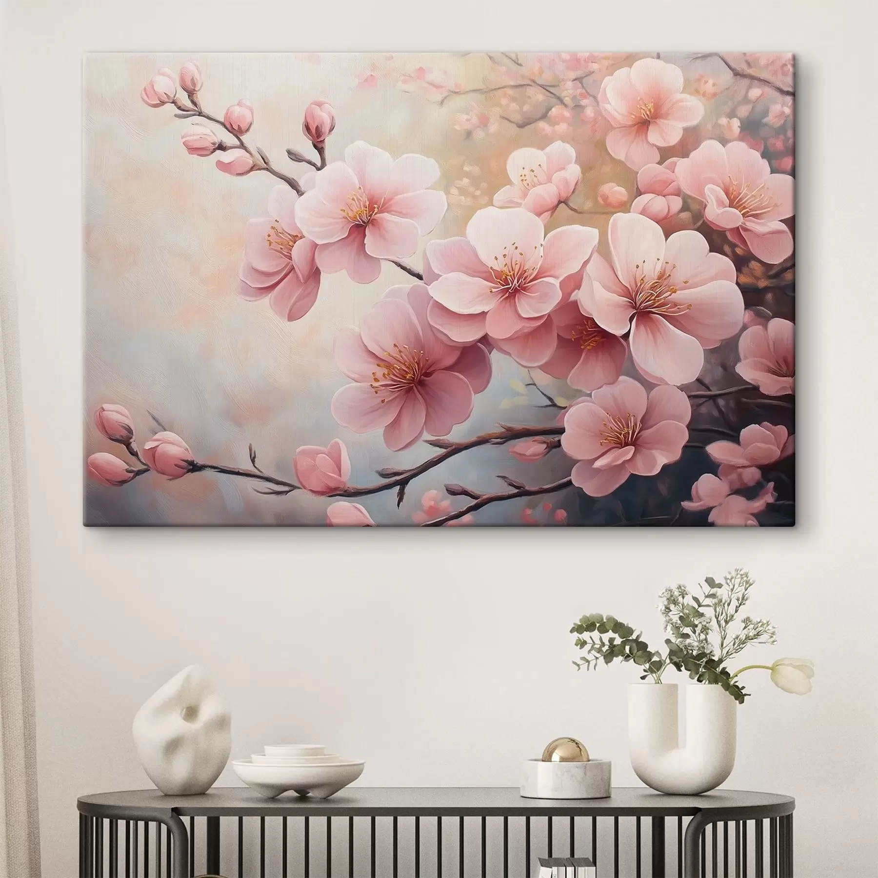 Fototapetai šakos su rožinėmis gėlėmis s41628