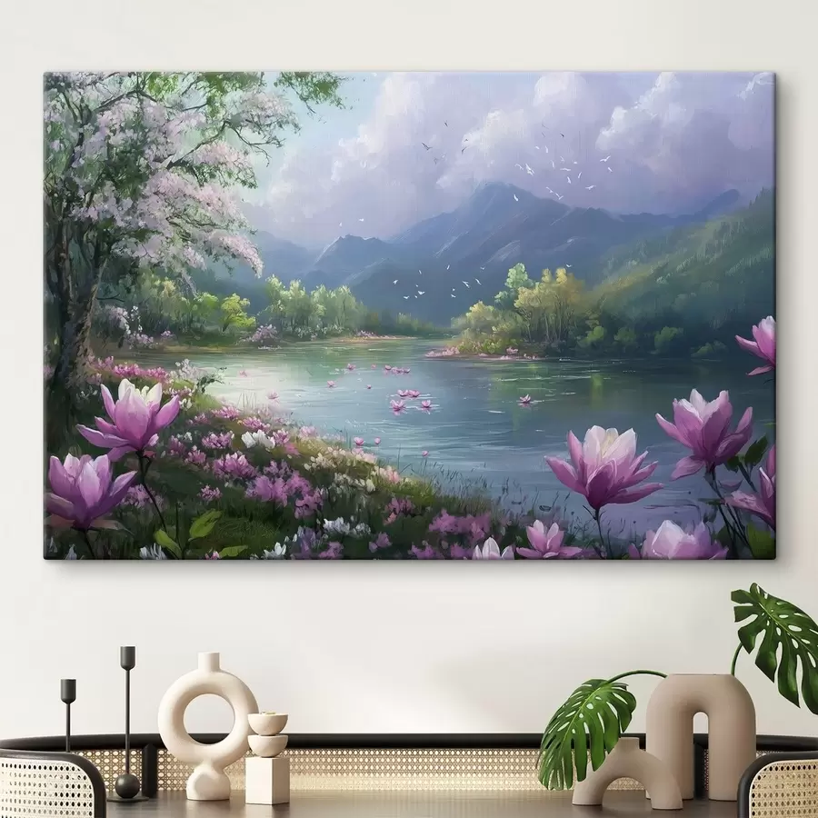 Paveikslėlis gražus ežeras tarp kalnų s41629
