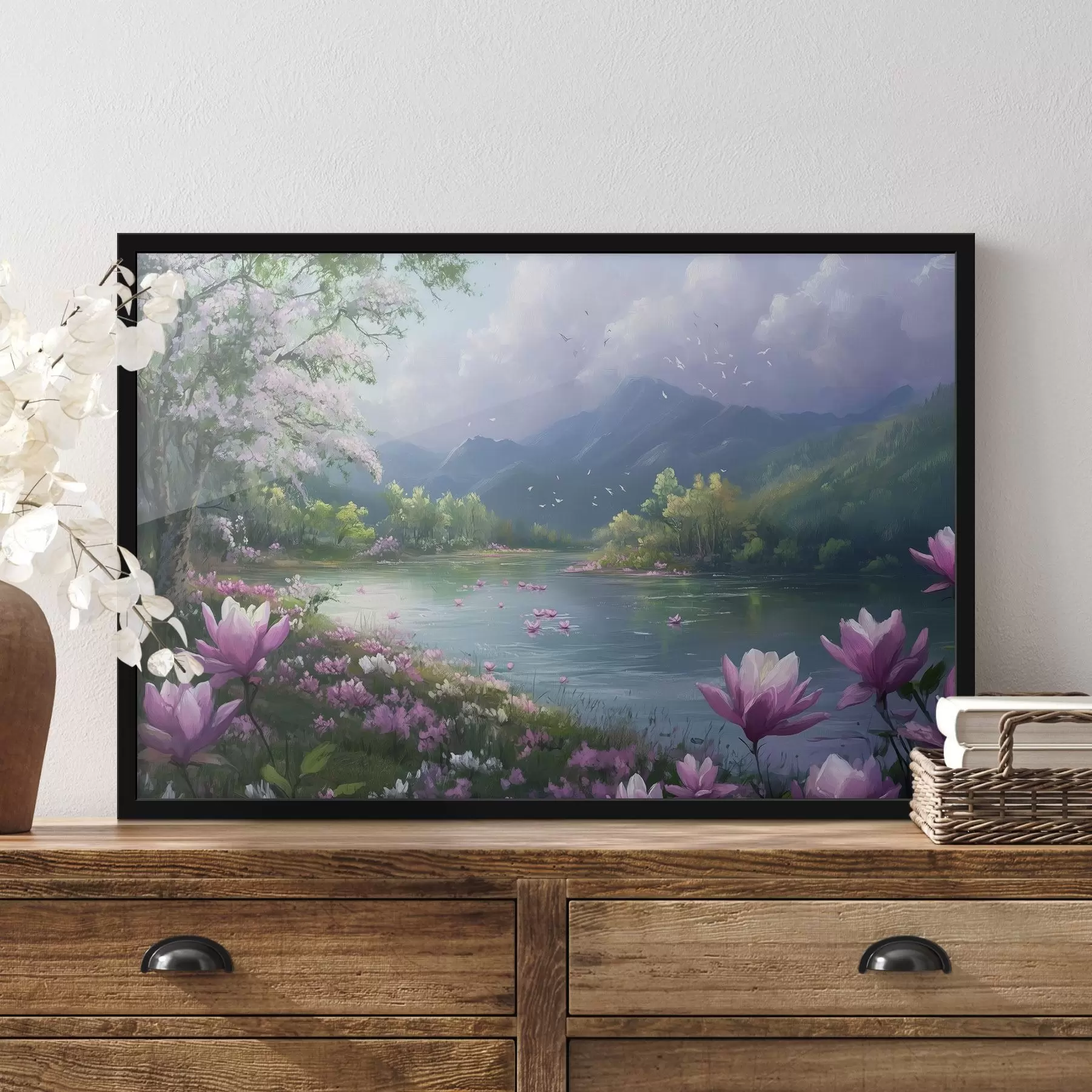 Fototapetai gražus ežeras tarp kalnų f41629