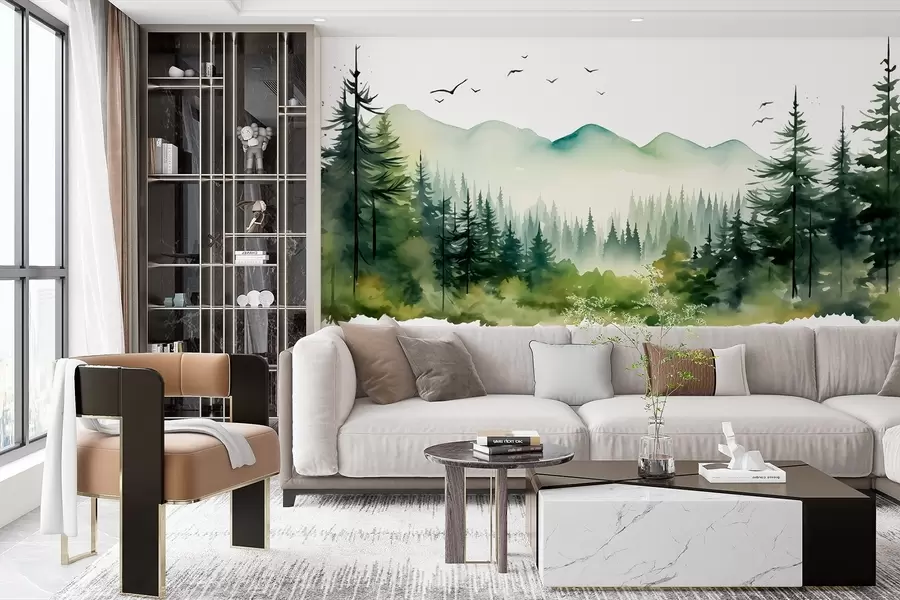 Fototapetai Žalias slėnis akvarele w02150