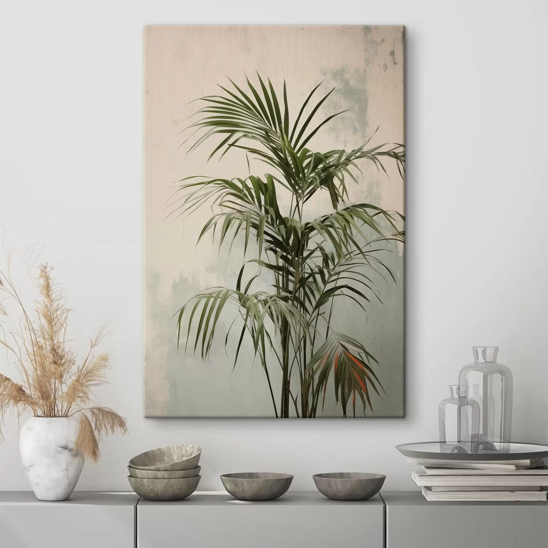 Fototapetai Palmių šakos prie apšiurusios sienos s41660