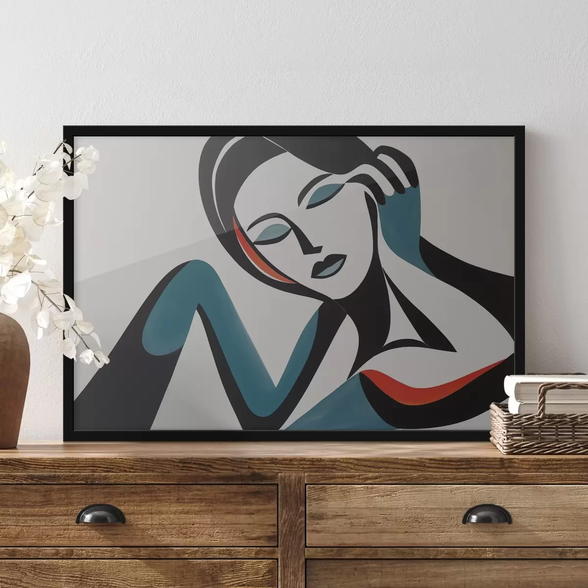 Plakatas Primityvaus stiliaus abstraktus mergaitės portretas f41659