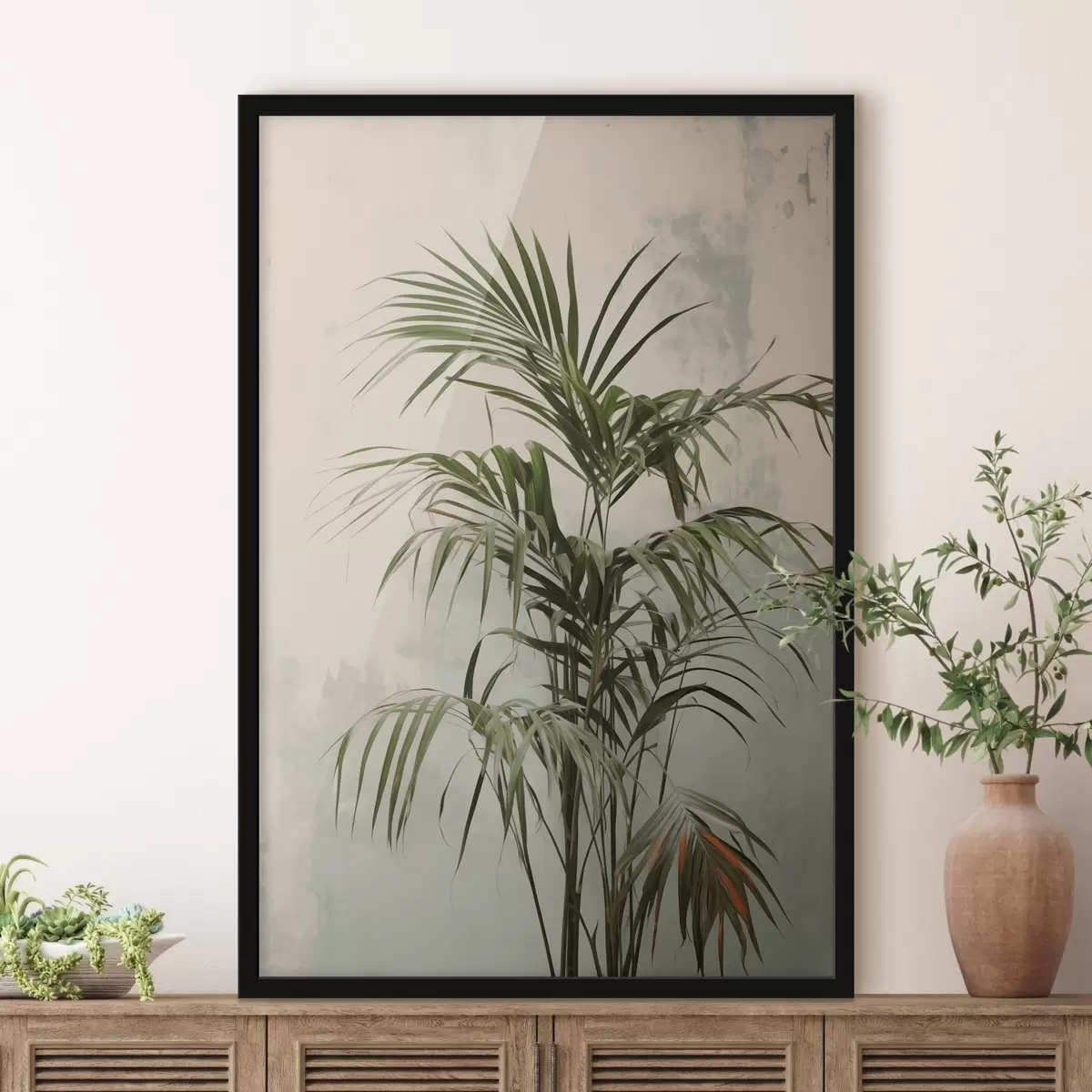 Plakatas Palmių šakos prie apšiurusios sienos f41660