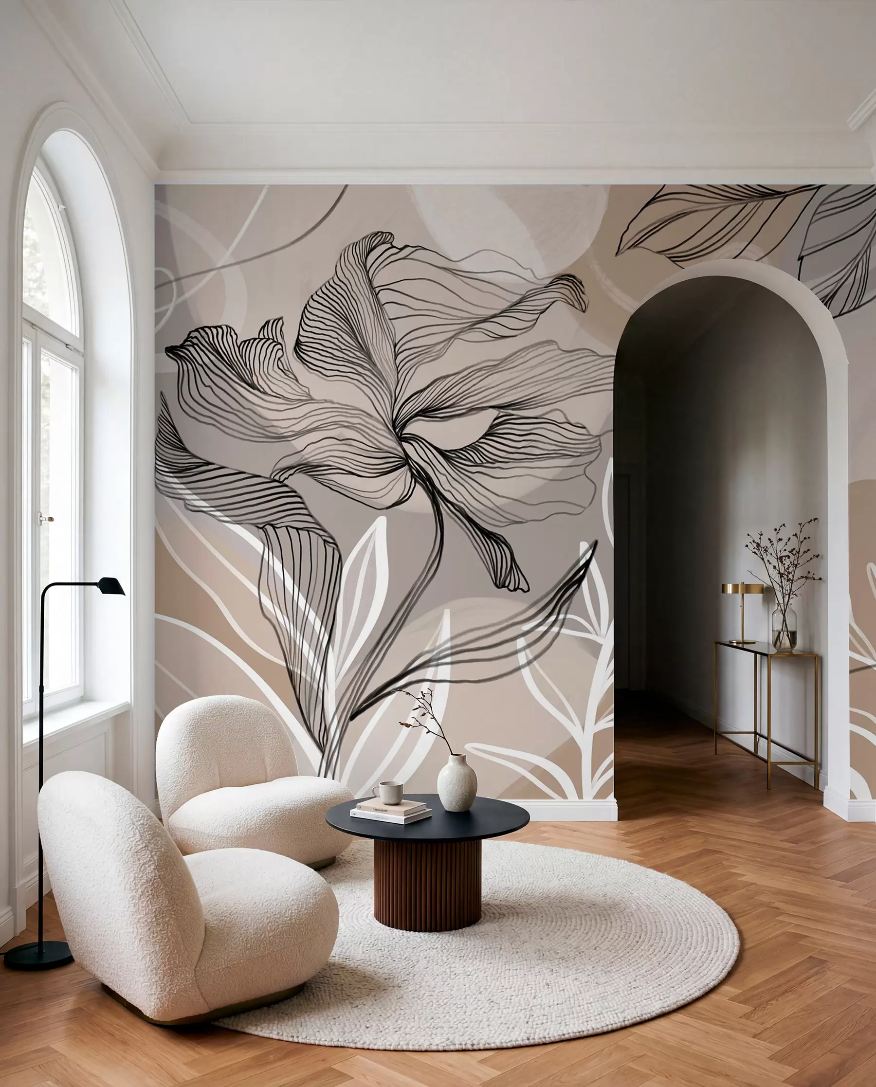 Fototapetai Pieštos žiedlapių linijos w08413