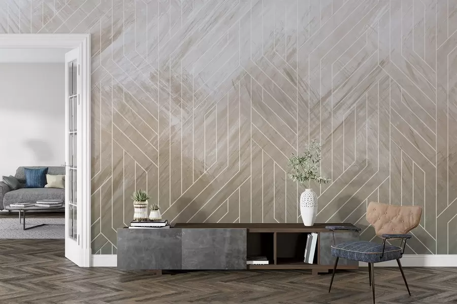 Fototapetai Geometrinis abstraktus fonas su įstrižomis linijomis ir rudų atspalvių gradiento efektu w08433v1