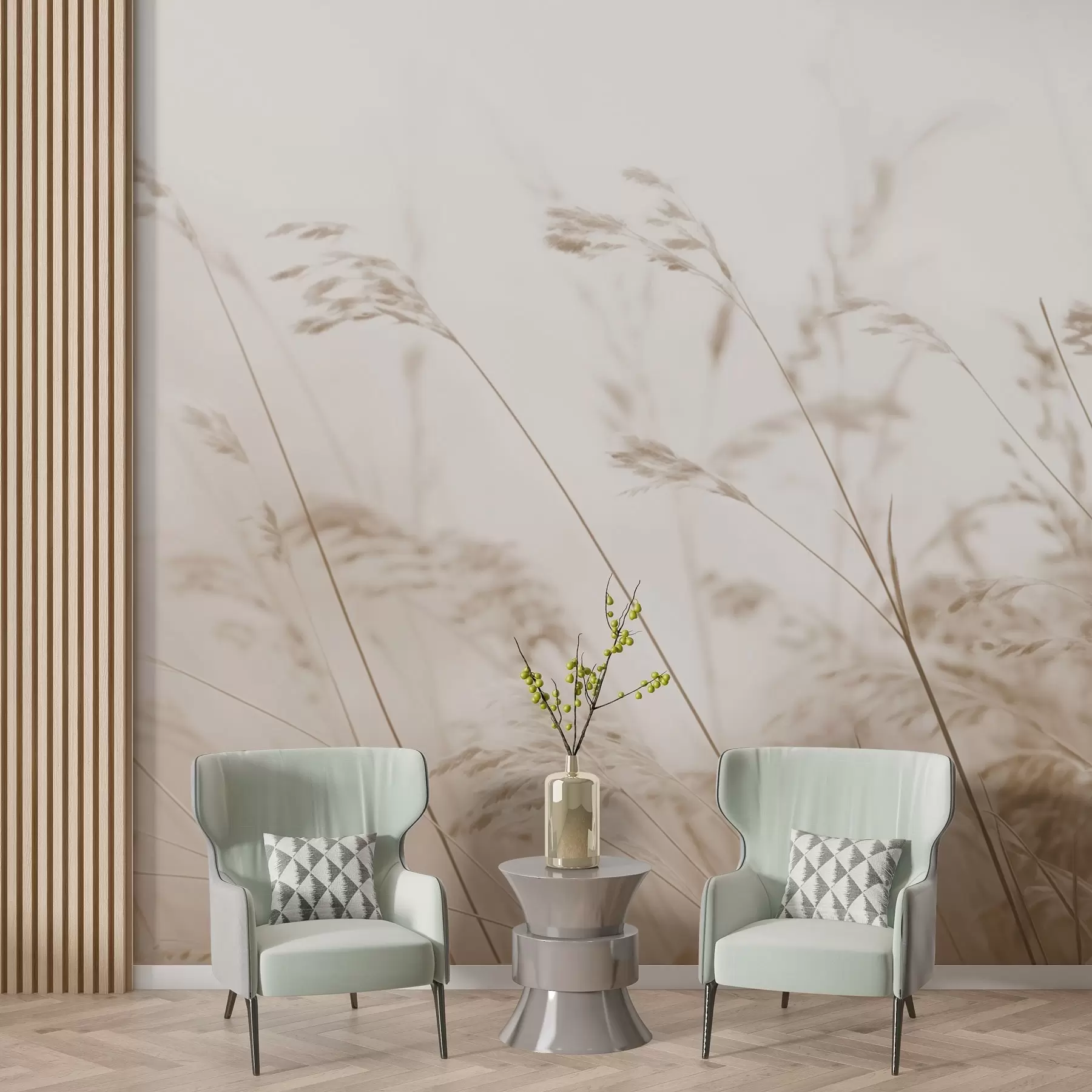 Fototapetai Lauko žolės rūko aušroje w02250