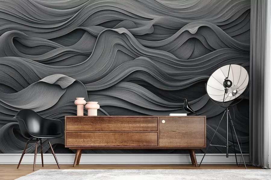 Fototapetai Tamsiai pilkos spalvos bangos w02311v1