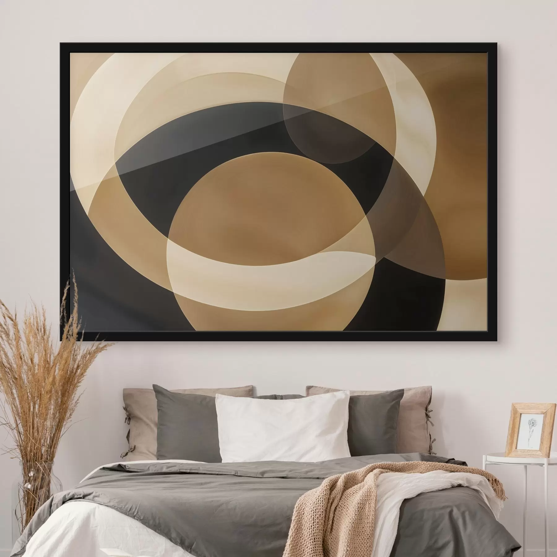 Fototapetai Geometrinės rudų, smėlio ir juodų atspalvių figūros, sukuriančios abstrakčią, minimalistinę kompoziciją f41741