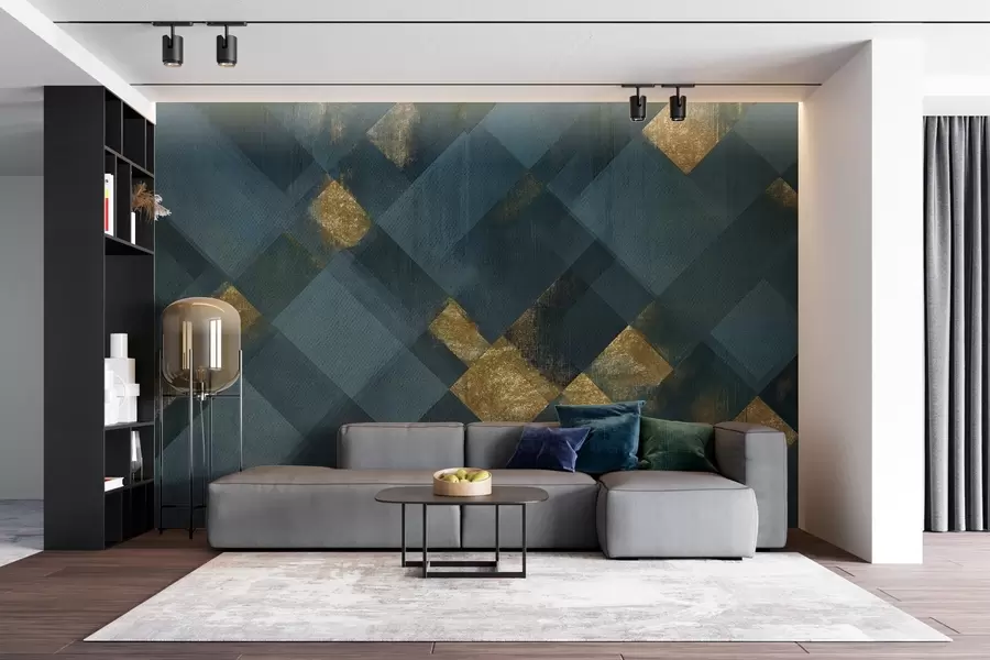 Fototapetai modernios geometrijos, prabangaus stiliaus ir smaragdo atspalvio w02340v1