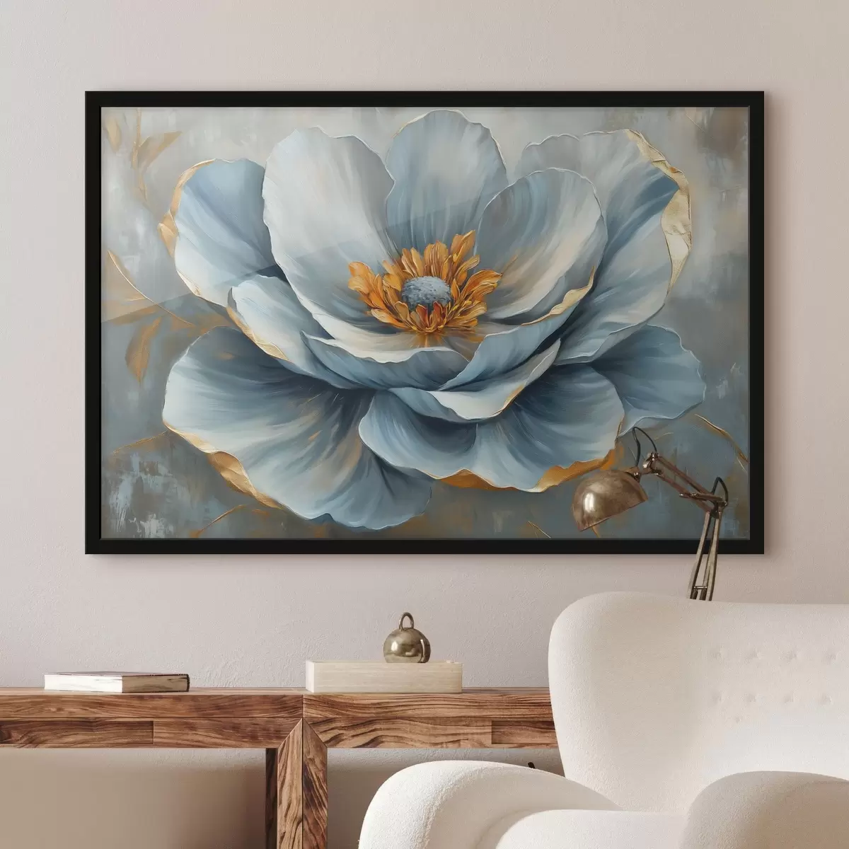 Plakatas Mėlyna gėlė aliejinės tapybos stiliumi f41826