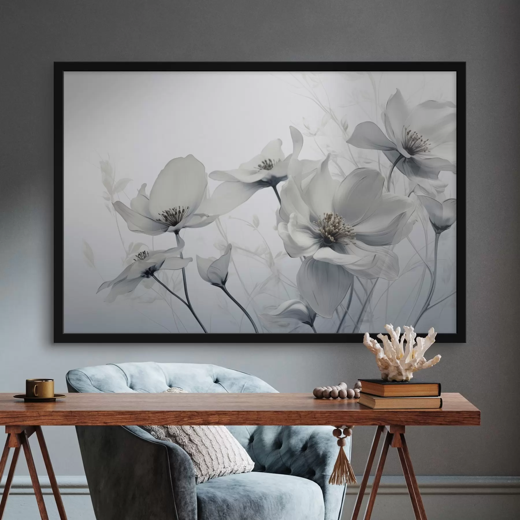 Fototapetai Švelnios pilkos gėlės f41829