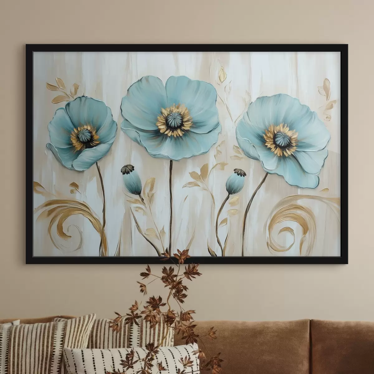 Plakatas Mėlynos gėlės aliejinės tapybos stiliumi f41830