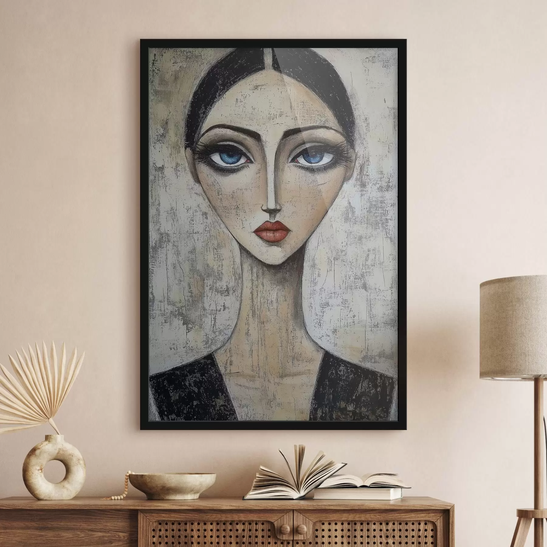 Fototapetai Stilizuota technika atliktas moters portretas su išraiškingomis akimis f41811