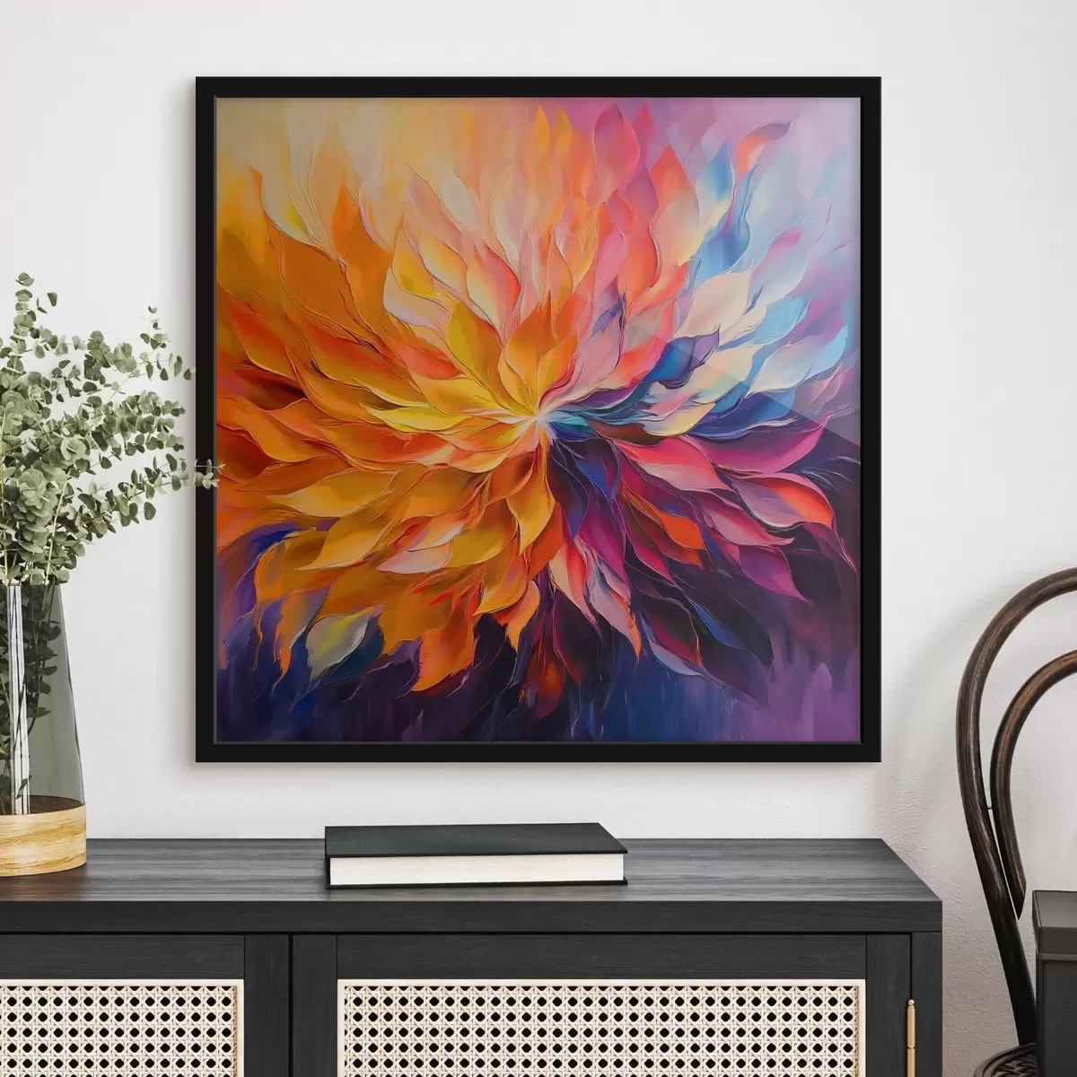 Plakatas Abstraktus spalvingų žiedlapių sprogimas f41814