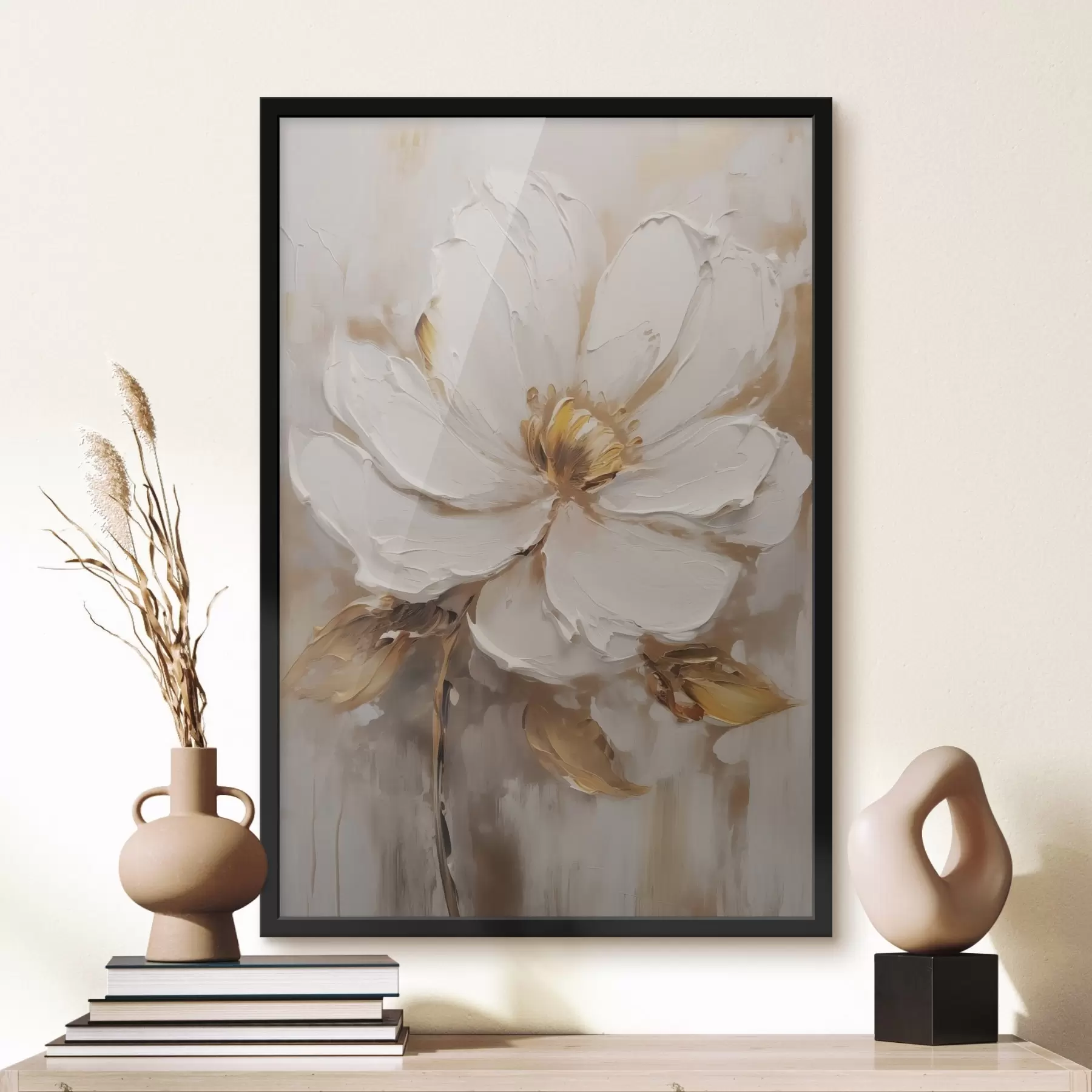 Fototapetai Balta gėlė su geltonais atspalviais tekstūriniame fone f41820