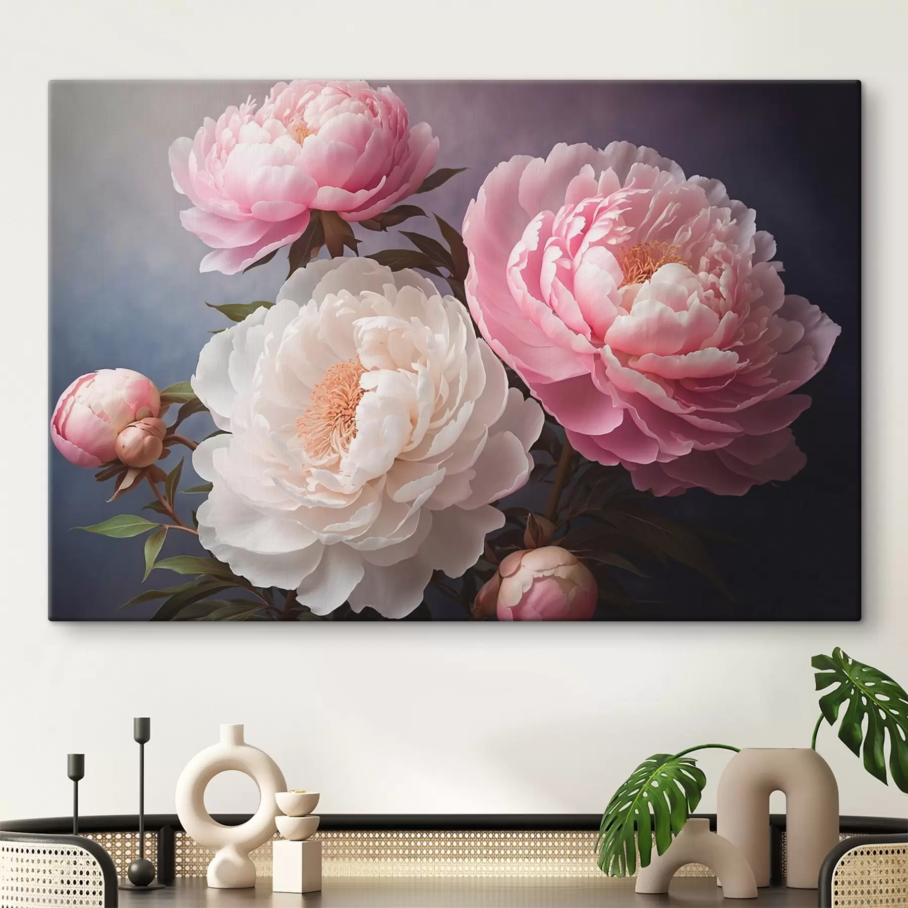 Fototapetai Bijūnai tamsiai šviesiame fone s41508