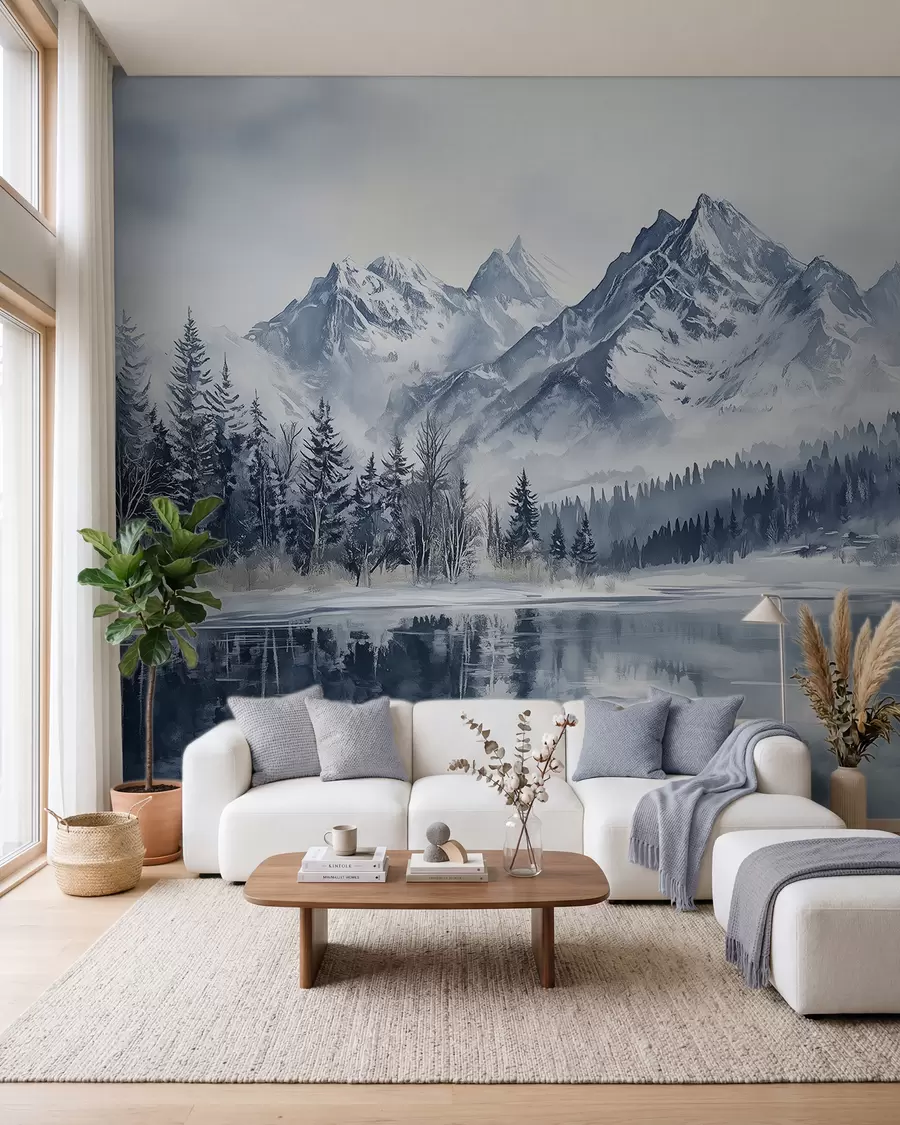 Fototapetai Snieguotas miškas ir viršūnės w02358