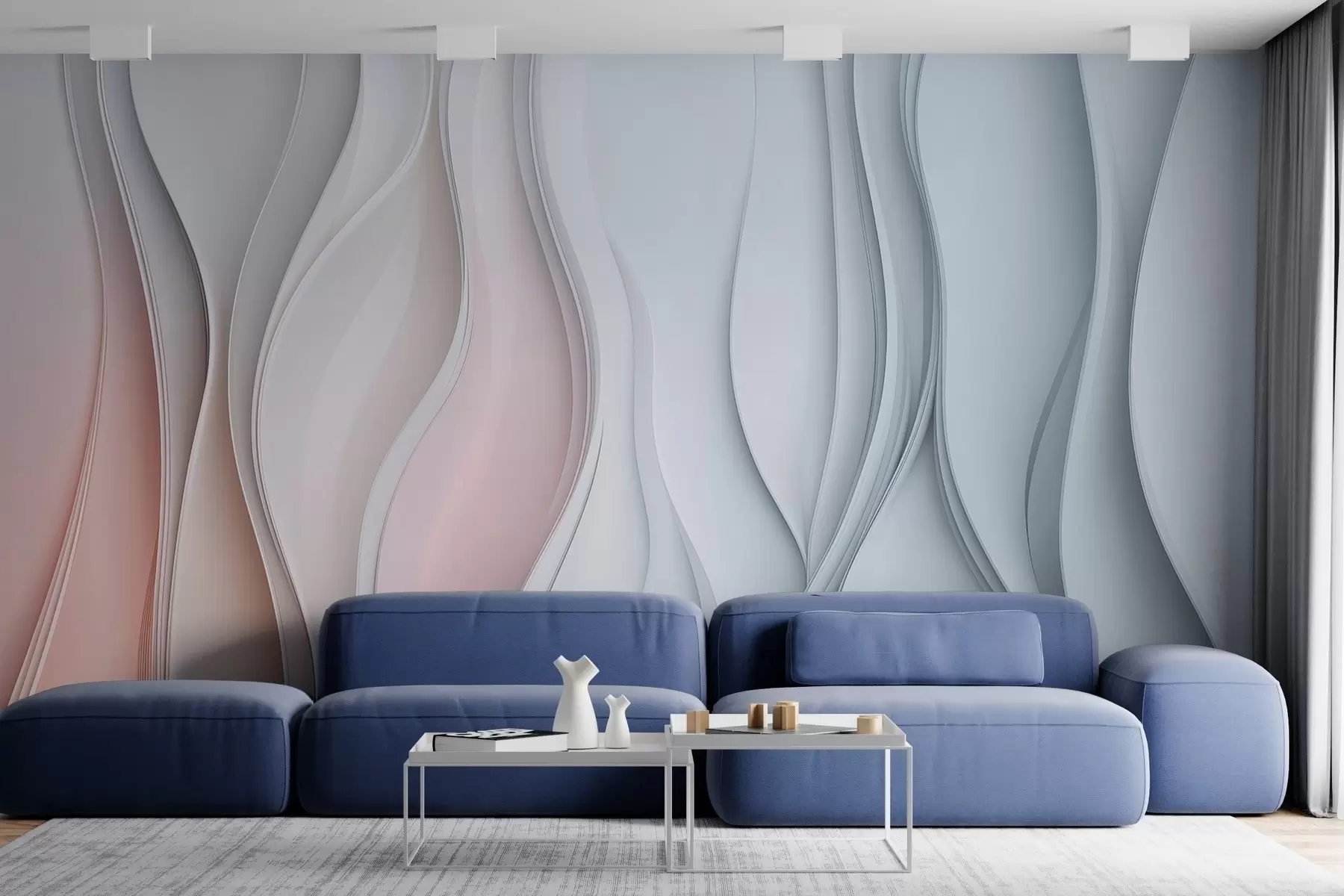 Fototapetai Tūrinės spalvų bangos ant sienos w02013