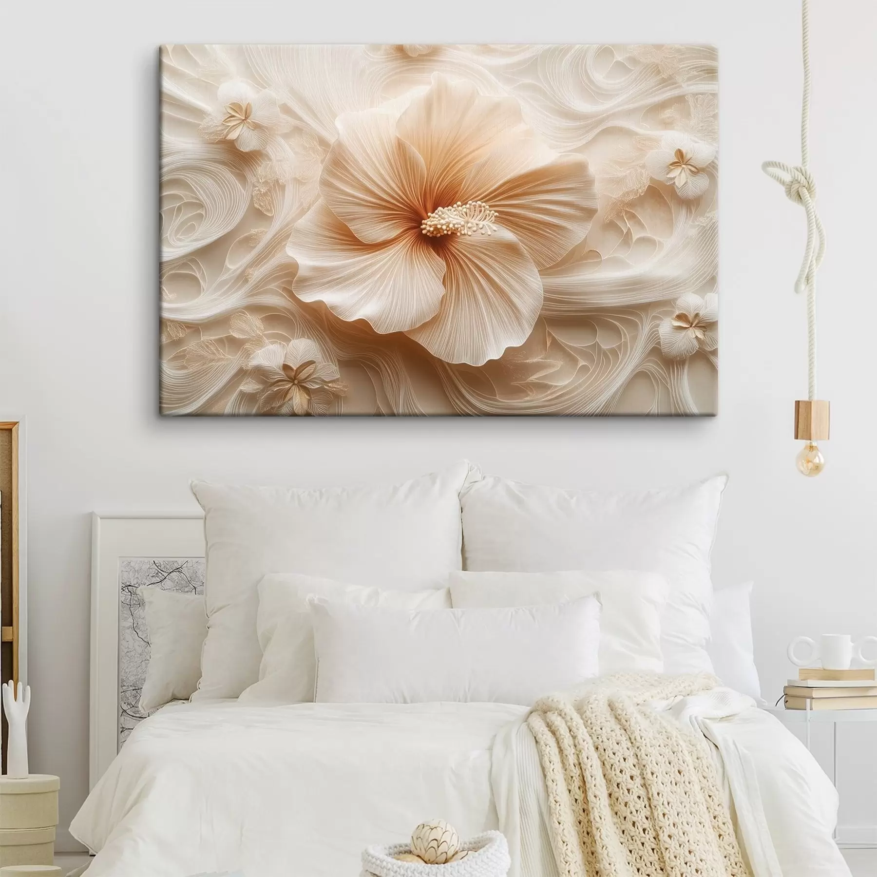 Fototapetai Smėlio spalvos gėlė su elegantišku raštu s41860