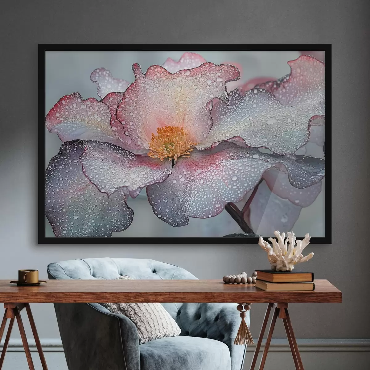 Plakatas Gėlė su rasa ant žiedlapių f41872