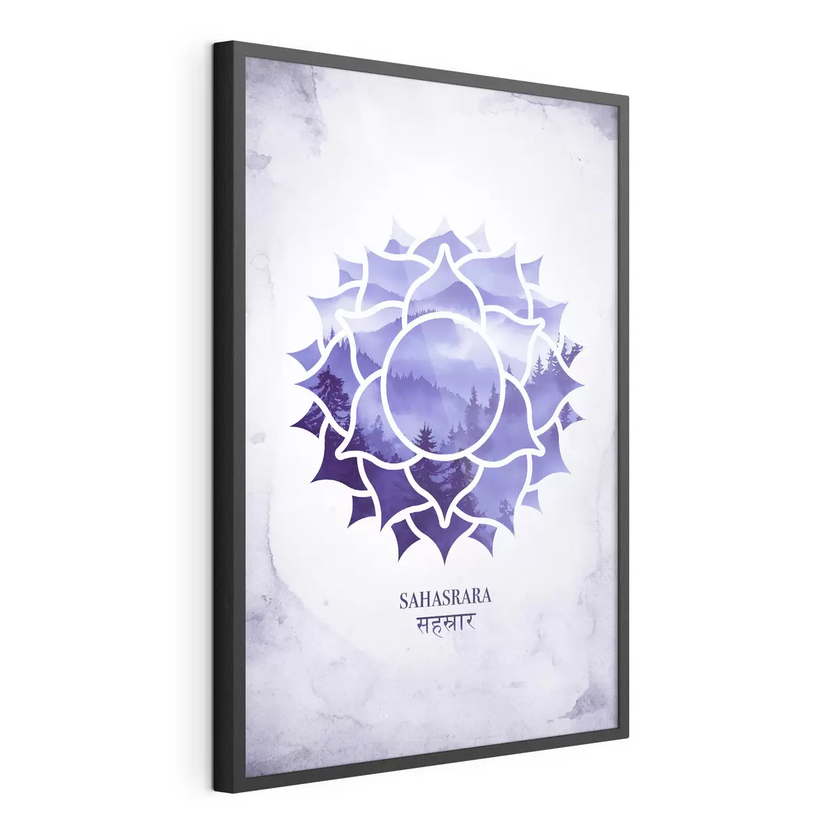 Plakatas Sahasrara čakra, violetinė čakra, ezoterinis, meditacija, budizmas, akvarelės stiliaus kalnai f41886