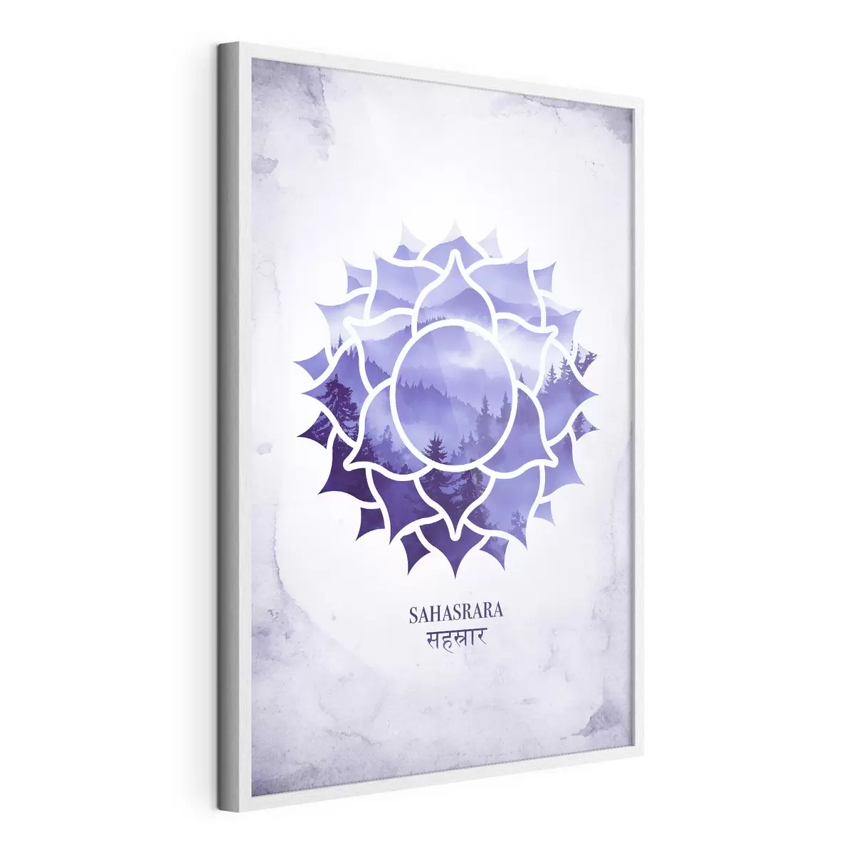 Plakatas Sahasrara čakra, violetinė čakra, ezoterinis, meditacija, budizmas, akvarelės stiliaus kalnai f41886
